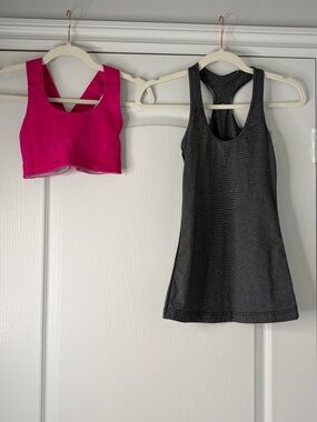2 for $25 lululemon Bundle x2 - Pink Sports Bra & Black Stripe Tank Top